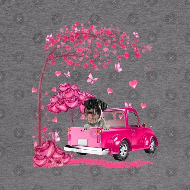 Valentine's Day Love Pickup Truck Standard Schnauzer by SuperMama1650